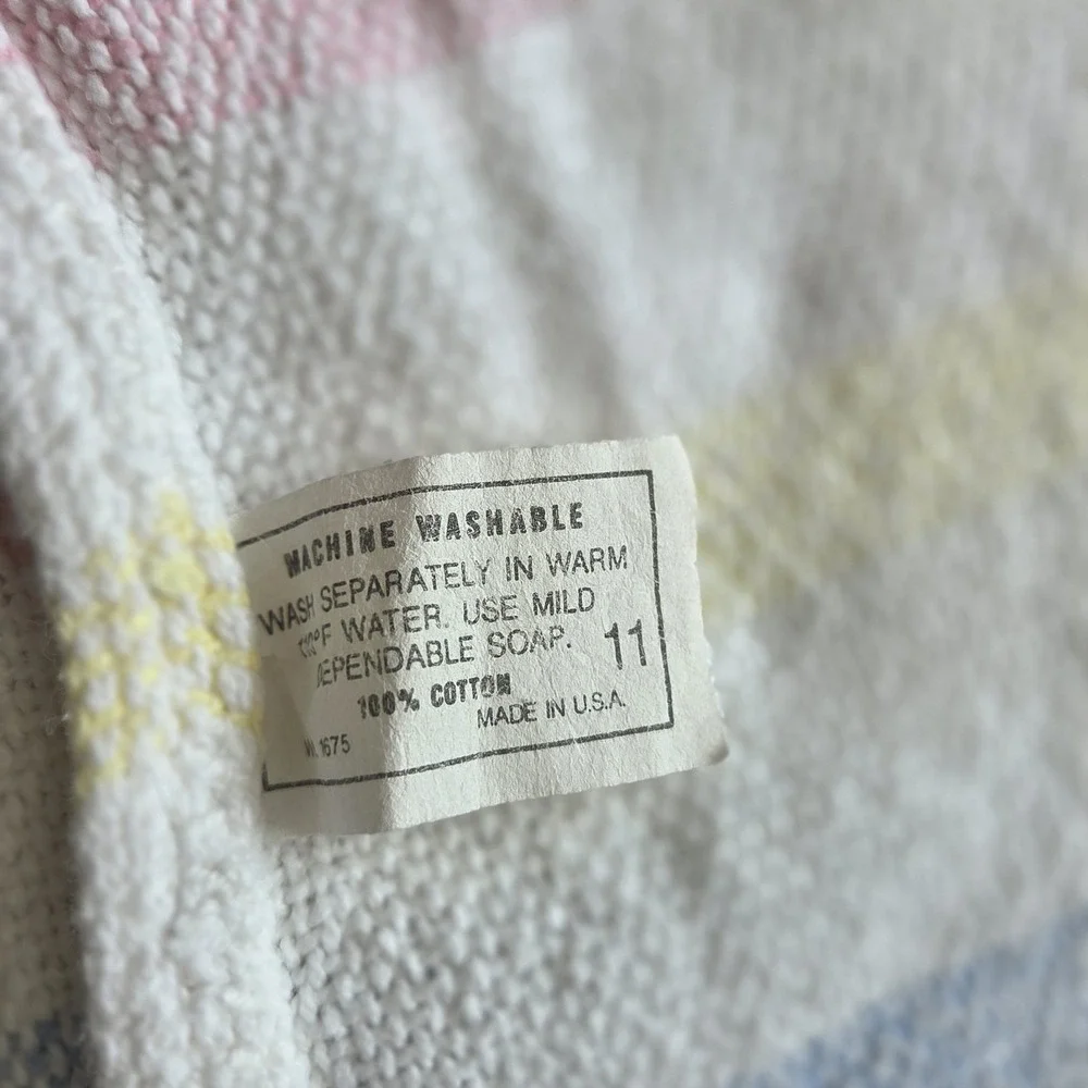 Vintage Beacon Pastel Plaid Cotton Baby Blanket Open Waffle Weave WPL 1675 USA
